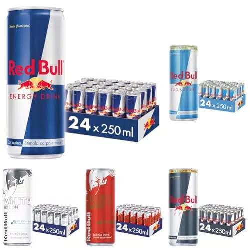 Red Bull Energy Drinks Mix: Originale, Sugarfree, Zero Calorie, Anguria, Dragon Fruit, Cocco Açaí