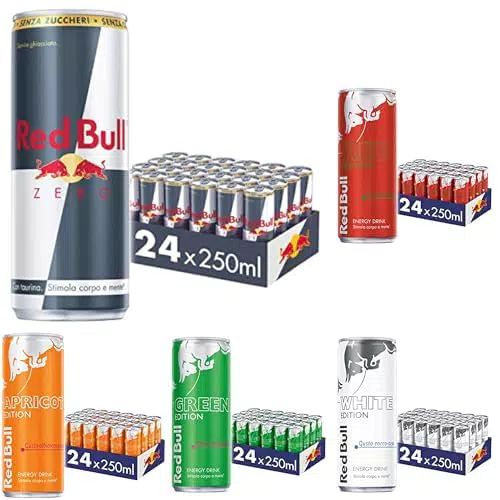Red Bull Energy Drink Zero Calorie - Gusti Anguria, Cocco Açaí, Dragon Fruit, Albicocca-Fragola