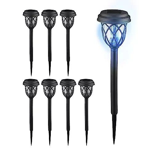 Relaxdays Lampade Solari da Giardino con Sensore di Luminosità e LED Effetto Luce