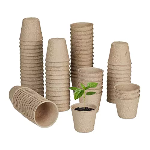 Relaxdays Set da 80 Vasetti per Piantine, Biodegradabili