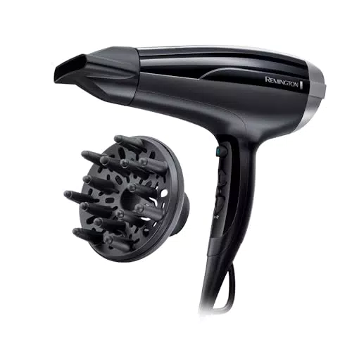 Remington Asciugacapelli D5215 2300W con Ioni, Diffusore e 3 Livelli di Riscaldamento