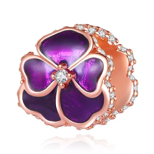 Rimgoris Charm in Argento 925 per Bracciali e Collane - Fiore di Pansé