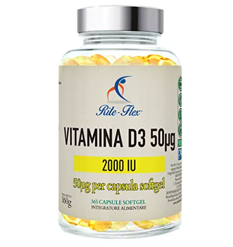 Rite-Flex Integratore di Vitamina D3 2000 UI - 365 Capsule Softgel