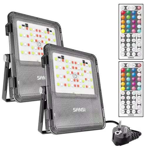 SANSI Faretto LED RGB da Esterno 10W con Telecomando e Funzione di Memoria