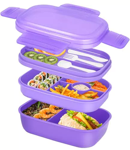 Umami Bento Box Ermetica per Pranzo, Portapranzo con Posate e Scomparti