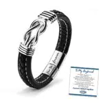 SUNSH Bracciale Uomo In Pelle Intrecciata con Nodo Infinito - Regalo di San Valentino