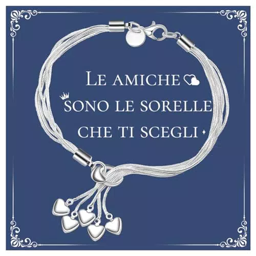 SUNSH Bracciale Donna con Ciondolo a Cuore in Argento 925 - Regalo per Amiche e Fidanzate