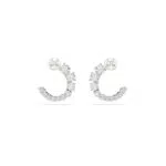 Swarovski Orecchini a cerchio Matrix in Crystal Pearl, Placcato Rodio