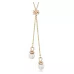 Swarovski Collana Pendente a Y con Perle di Cristallo e Pavé di Zirconia
