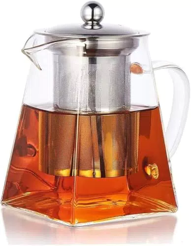 Teiera Vetro Borosilicato con Infusore per Tè e Tisane - Sicura per Microonde