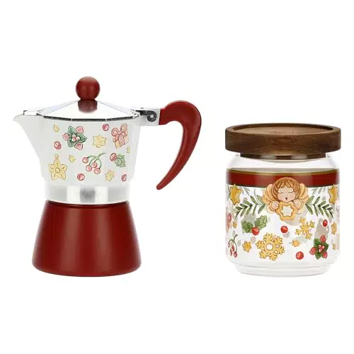 THUN Set Caffettiera e Barattolo Porta Caffè in Vetro Borosilicato - Idea Regalo Natale