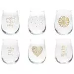 Tognana Dorado Set Bicchieri in Vetro Decorati con Effetto Oro
