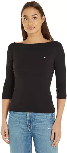 Tommy Hilfiger Maglietta Donna Maniche Lunghe Slim Scollo a Barca