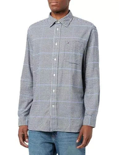 Tommy Hilfiger Maglietta Uomo Maniche Lunghe con Taschino Brushed Gingham