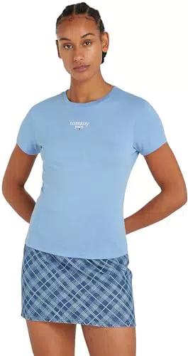 Tommy Jeans T-Shirt Donna Slim Maniche Corte Logo Scollo Rotondo