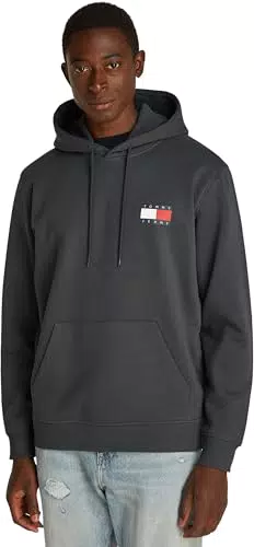 Tommy Jeans Felpa con Cappuccio Essential Flag Hood e Marsupio Uomo