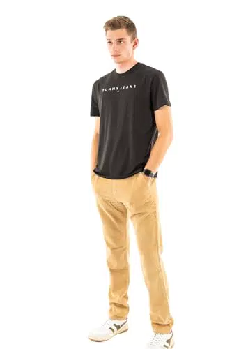Tommy Jeans T-Shirt Uomo Maniche Corte Linear Logo in Cotone