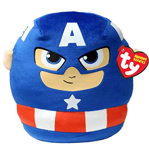 Ty Squishy Beanies - Cuscino di Peluche Marvel Captain America da Collezionare