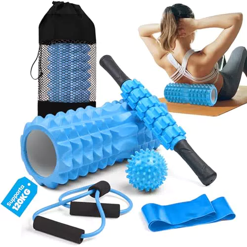 Unycos Foam Roller Kit 5 in 1 per Massaggio Muscolare e Riabilitazione
