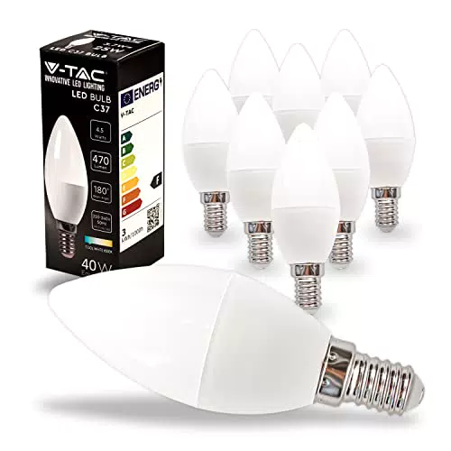 V-TAC Lampadine LED Candela E14 4,5W - 470 Lumen, Luce Bianca Fredda 6500K