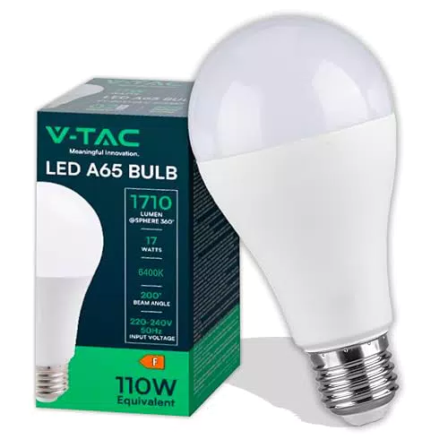 V-TAC Lampadina LED A65 E27 17W (Equivalente 110W) 1710 Lumen Luce Fredda 6500K