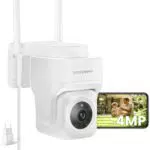 VEEZOOM Telecamera WiFi Esterno 360° 2K PTZ con Rilevamento Umano e Visione Notturna