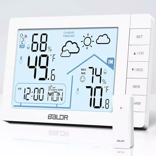 Vinilite Stazione Meteo con Sensore Esterno, Orologio Radiocontrollato e Sveglia