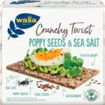 Wasa Crunchy Twist Cracker Integrali con Semi di Papavero e Sale Marino