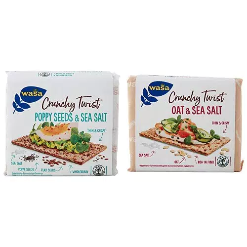 Wasa Crunchy Twist Semi di Papavero e Sale Marino, Wasa Crunchy Twist Avena e Sale Marino