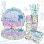 YEJIKJ Set di Stoviglie per Feste a Tema Sirena per Compleanno