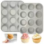 2 Pezzi Stampi Muffin Silicone, Stampo Muffin con 12 Stampi Muffin