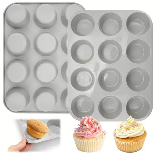 2 Pezzi Stampi Muffin Silicone, Stampo Muffin con 12 Stampi Muffin