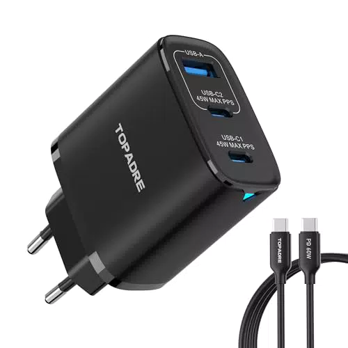 45W Caricatore USB C Rapido, 3Porto Presa Multiplo USB