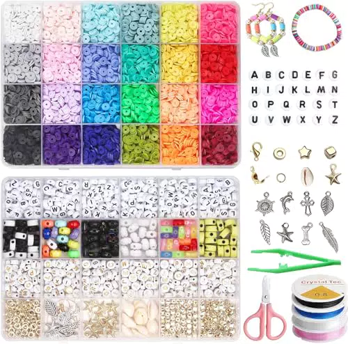 7048 pezzi Perline per Braccialetti, perline con Faccina sorridente e ciondoli per la creazione di gioielli