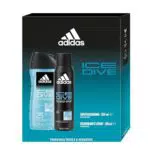 Adidas, Confezione Regalo Uomo Ice Dive Deodorante Spray 150 ml + Gel Doccia Bagnoschiuma 250 ml