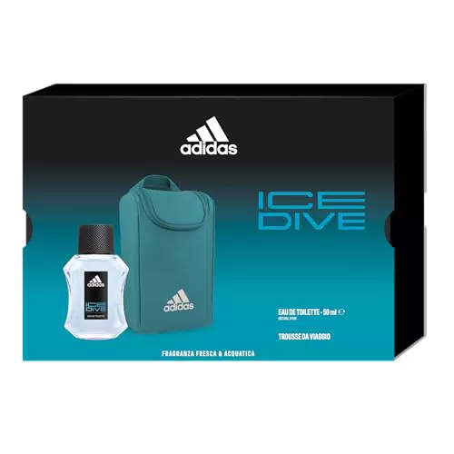 Adidas, Confezione Regalo Uomo Ice Dive Eau De Toilette 50 ml + Trousse Multiuso