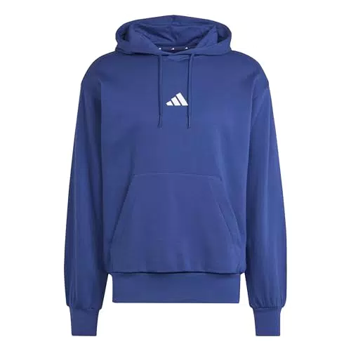 adidas Uomo Essentials FEELCOZY Fleece Hoodie, Dark Blue/White