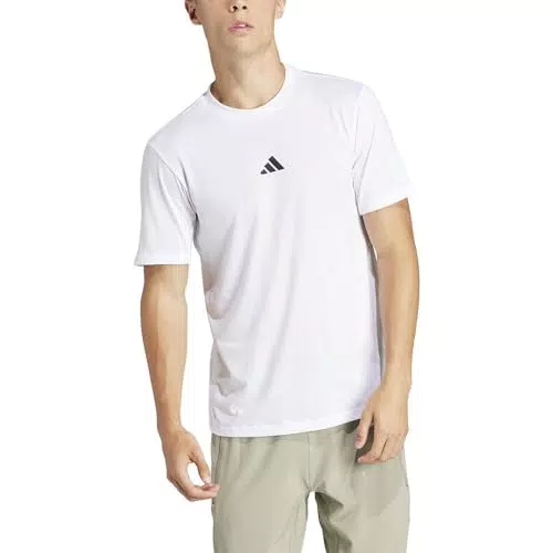 adidas Uomo Workout Logo Tee, White/Black