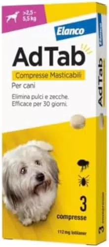 AdTab Compresse Masticabili per cani da 2, 5-5, 5 Kg - 3 compresse