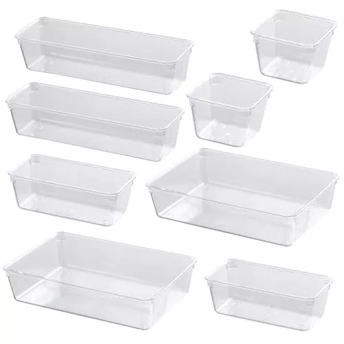 AIWMQYYF Set di 8 scatole portaoggetti trasparenti, di toletta