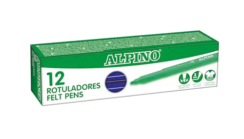 Alpino - Astuccio 12 pennarelli stand. Blu scuro, Pennarelli lavabili per bambini
