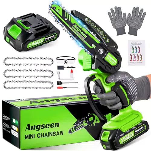 Angseen Mini Motosega a Batteria Per Potatura con 3 Catene