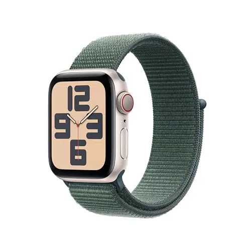 Apple Watch SE GPS + Cellular 40 mm Smartwatch con cassa in alluminio Galassia e cinturino Sport Loop Verde lago. Tracker per fitness e sonno