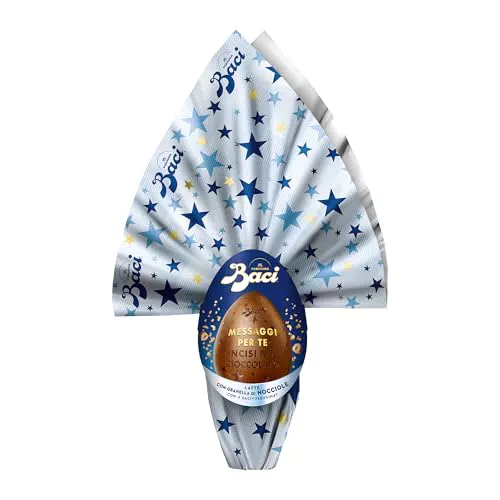 BACI PERUGINA Uovo di Pasqua 2025 Cioccolato al Latte Inciso con granella di Nocciole e 4 Cioccolatini 310g