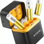 BATZONE 8PCS 1, 5V AA Lithium Batterie Ricaricabili con Caricabatterie 8 Slot