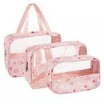 Beauty Case da Viaggio Donna 3 Pezzi Pochette Trasparente Borsa da Trucco Pochette Trucchi Trousse Borsa da Trucc Astuccio da Toilette Piccola