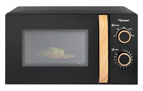Bestron Microonde da 700 Watt, pannello di controllo in due parti con 5 livelli di potenza e timer da 35 minuti