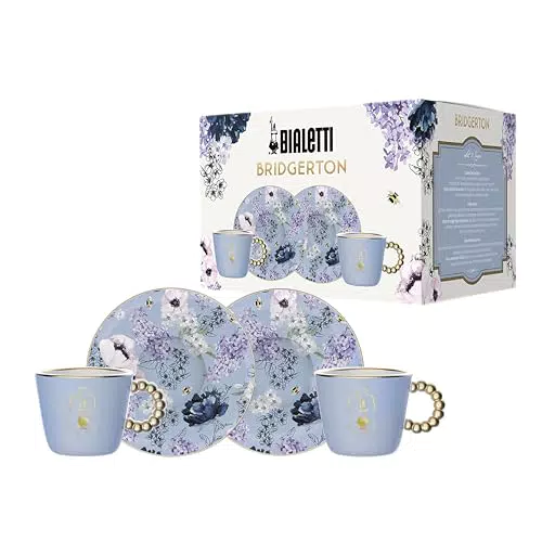 Bialetti Set 2 tazzine e 2 piattini Bridgerton, Porcellana