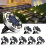 btfarm 8 Pezzi Luci Solari da Giardino, 8 LED Faretti Sepolta Solari a Led da Esterno