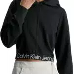Calvin Klein Jeans Donna Felpa con Cappuccio, Nero, 3X